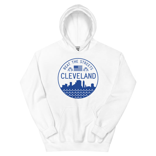 BTS Cleveland Varsity Blue Logo White Hoodie